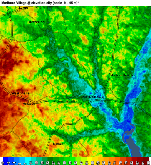 Zoom OUT 2x Marlboro Village, United States elevation map