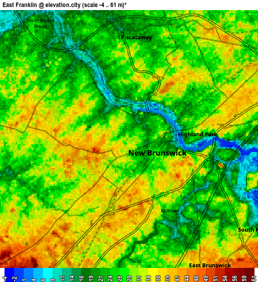 Zoom OUT 2x East Franklin, United States elevation map
