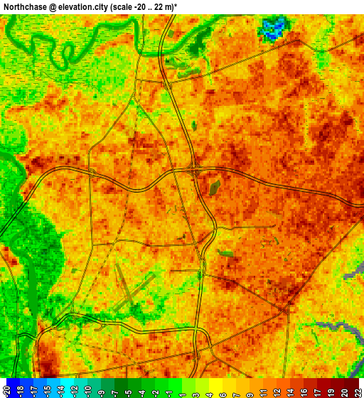 Zoom OUT 2x Northchase, United States elevation map