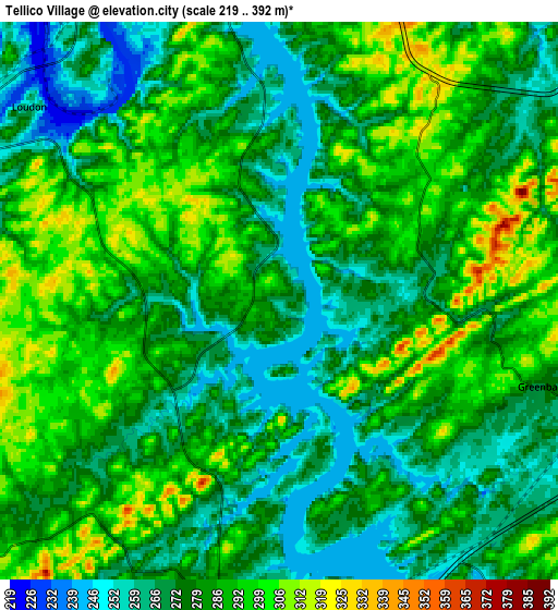 Zoom OUT 2x Tellico Village, United States elevation map