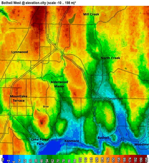 Zoom OUT 2x Bothell West, United States elevation map