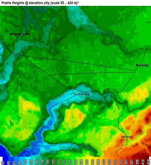 Zoom OUT 2x Prairie Heights, United States elevation map