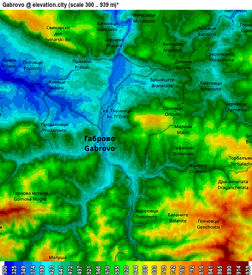 Zoom OUT 2x Gabrovo, Bulgaria elevation map