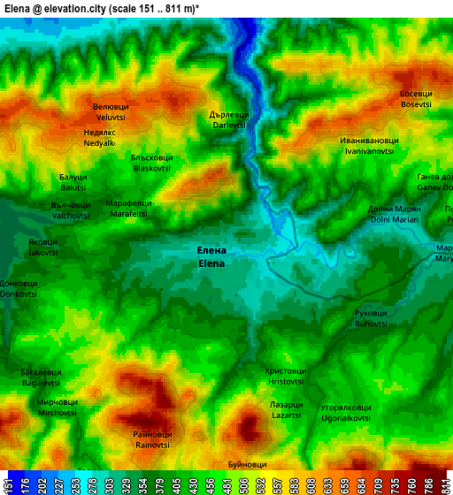 Zoom OUT 2x Elena, Bulgaria elevation map