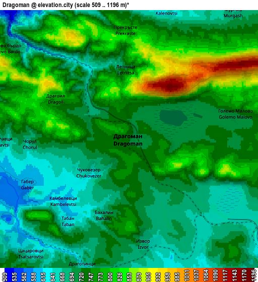 Zoom OUT 2x Dragoman, Bulgaria elevation map