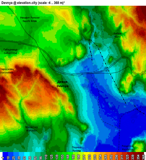 Zoom OUT 2x Devnya, Bulgaria elevation map