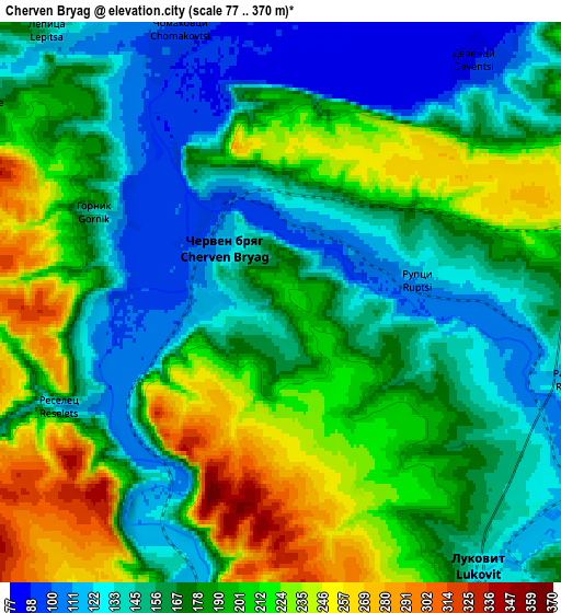 Zoom OUT 2x Cherven Bryag, Bulgaria elevation map