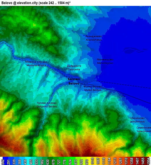 Zoom OUT 2x Belovo, Bulgaria elevation map
