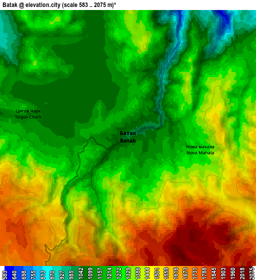 Zoom OUT 2x Batak, Bulgaria elevation map