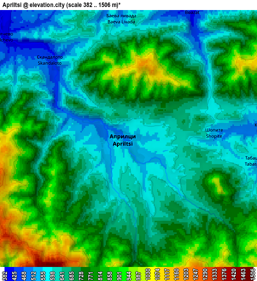 Zoom OUT 2x Apriltsi, Bulgaria elevation map