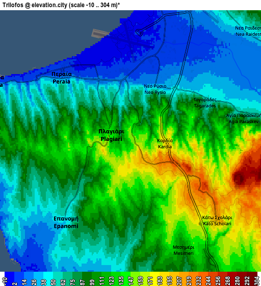 Zoom OUT 2x Trílofos, Greece elevation map