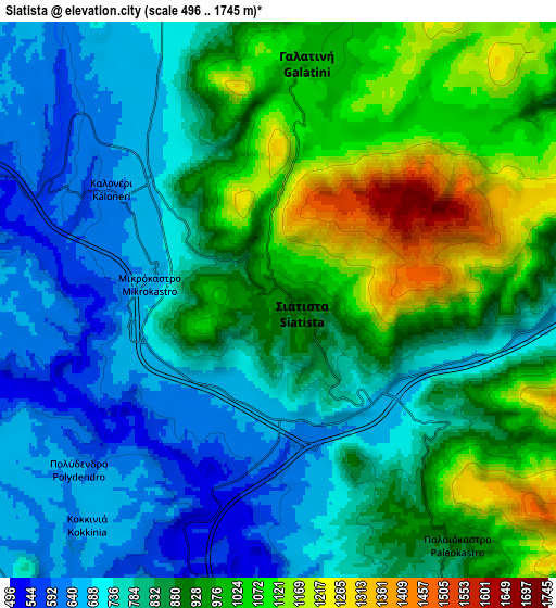 Zoom OUT 2x Siátista, Greece elevation map