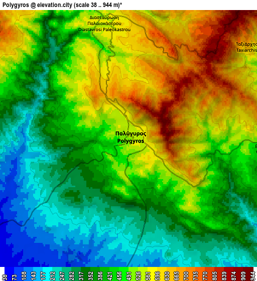 Zoom OUT 2x Polýgyros, Greece elevation map