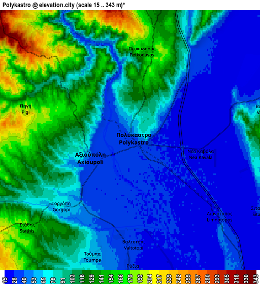 Zoom OUT 2x Polýkastro, Greece elevation map