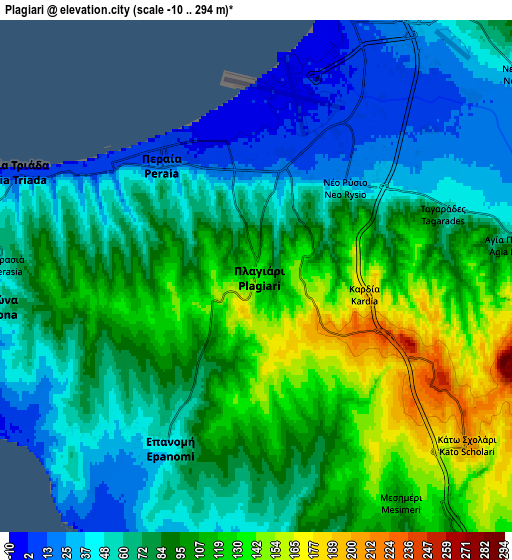 Zoom OUT 2x Plagiári, Greece elevation map