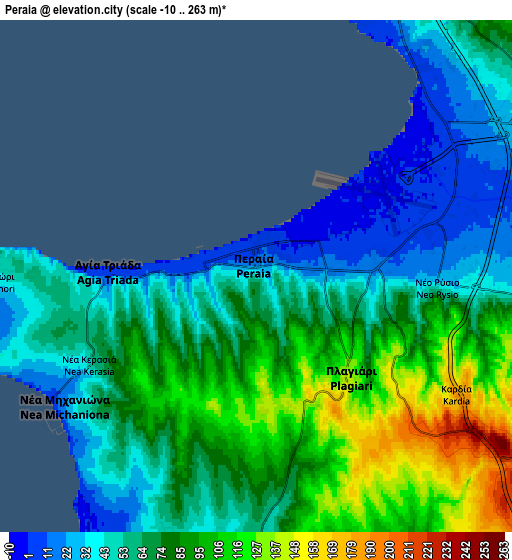 Zoom OUT 2x Peraía, Greece elevation map