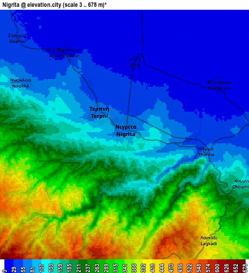 Zoom OUT 2x Nigríta, Greece elevation map