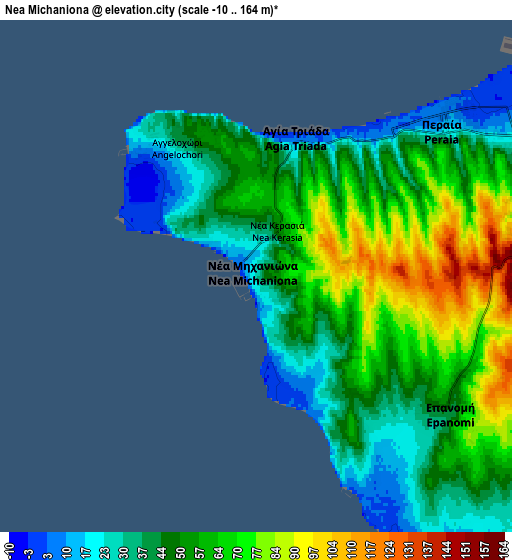 Zoom OUT 2x Néa Michanióna, Greece elevation map