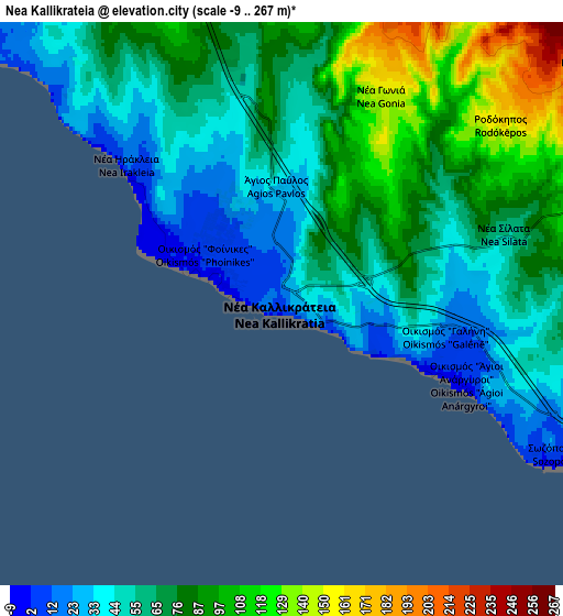 Zoom OUT 2x Néa Kallikráteia, Greece elevation map