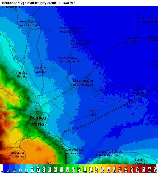 Zoom OUT 2x Makrochóri, Greece elevation map