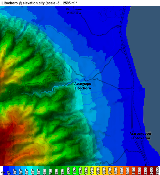 Zoom OUT 2x Litóchoro, Greece elevation map