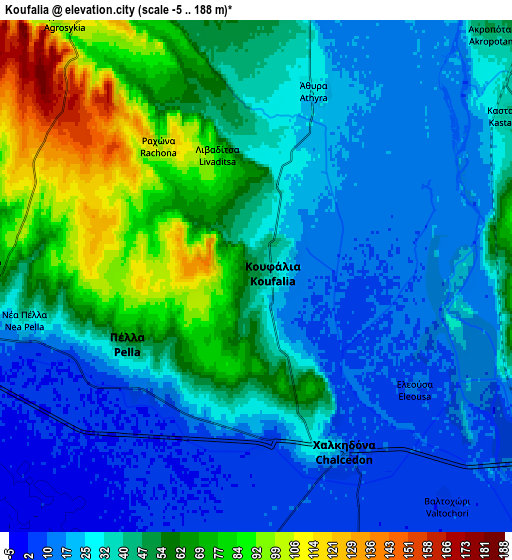 Zoom OUT 2x Koufália, Greece elevation map