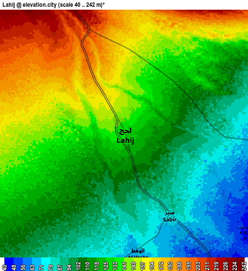 Zoom OUT 2x Laḩij, Yemen elevation map