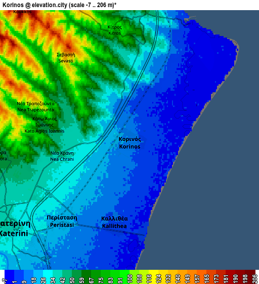 Zoom OUT 2x Korinós, Greece elevation map