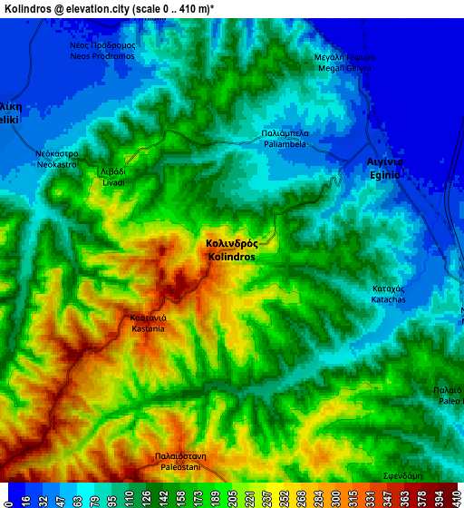 Zoom OUT 2x Kolindrós, Greece elevation map