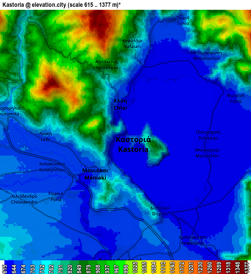 Zoom OUT 2x Kastoria, Greece elevation map