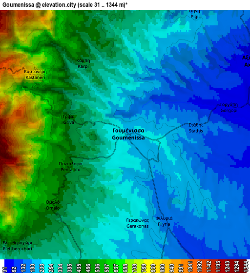 Zoom OUT 2x Gouménissa, Greece elevation map