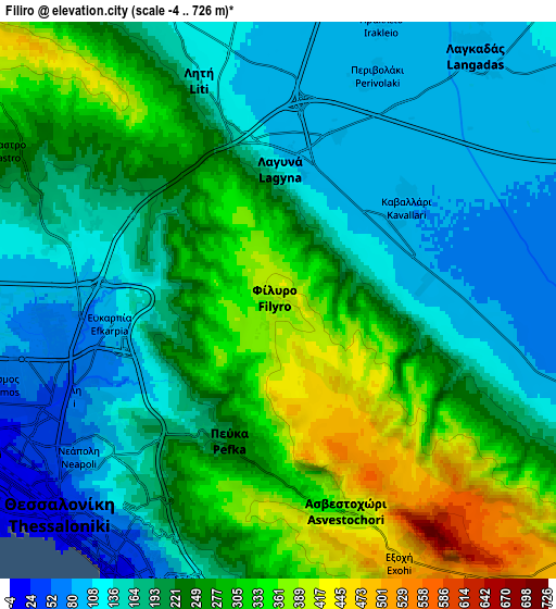 Zoom OUT 2x Fíliro, Greece elevation map