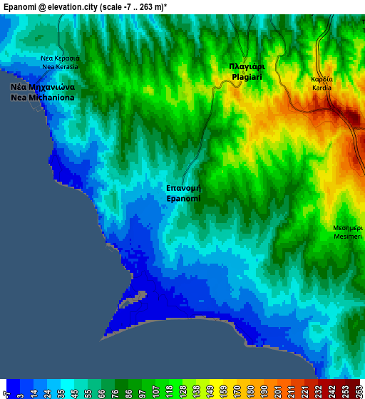 Zoom OUT 2x Epanomí, Greece elevation map