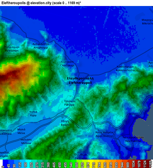 Zoom OUT 2x Eleftheroúpolis, Greece elevation map