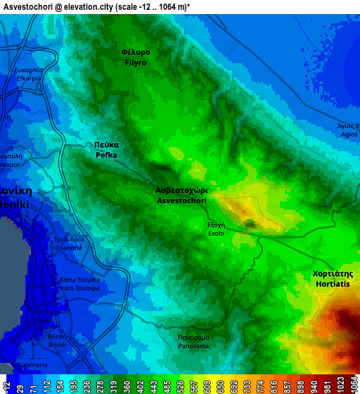 Zoom OUT 2x Asvestochóri, Greece elevation map