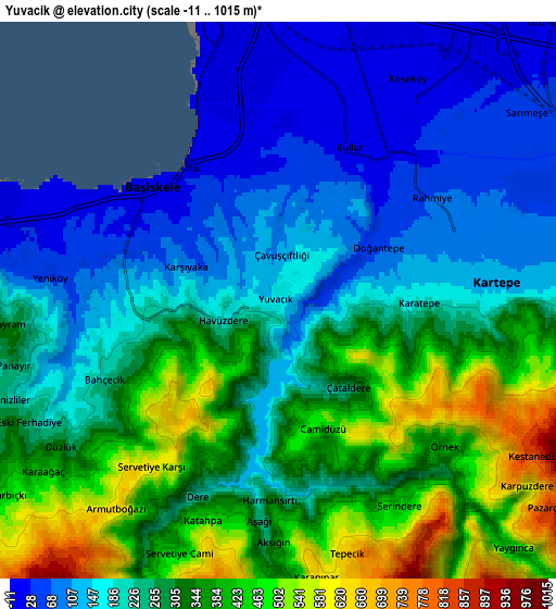Zoom OUT 2x Yuvacık, Turkey elevation map