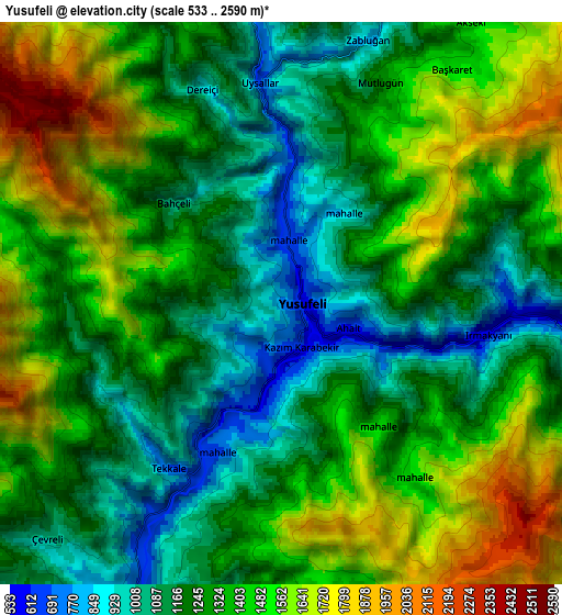 Zoom OUT 2x Yusufeli, Turkey elevation map