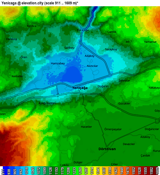 Zoom OUT 2x Yeniçağa, Turkey elevation map