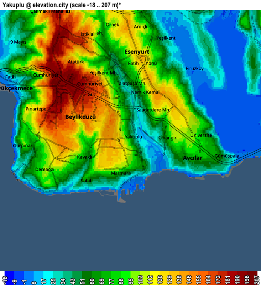 Zoom OUT 2x Yakuplu, Turkey elevation map