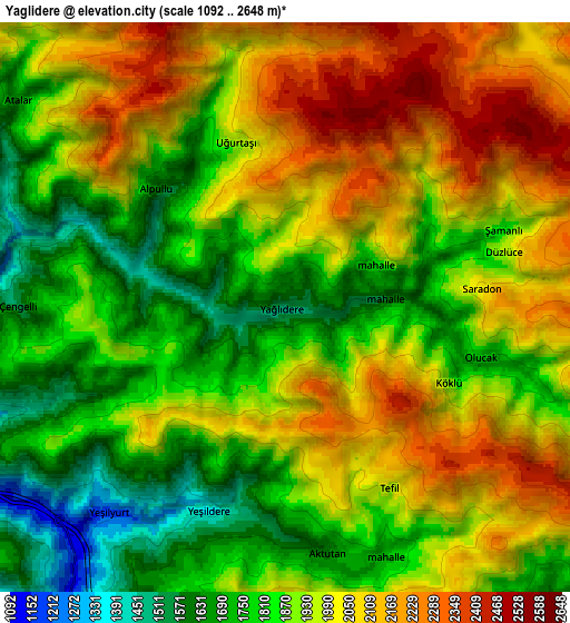 Zoom OUT 2x Yağlıdere, Turkey elevation map