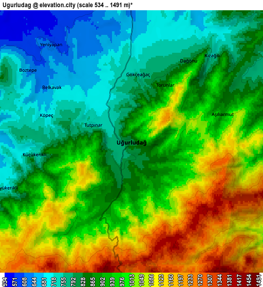 Zoom OUT 2x Uğurludağ, Turkey elevation map