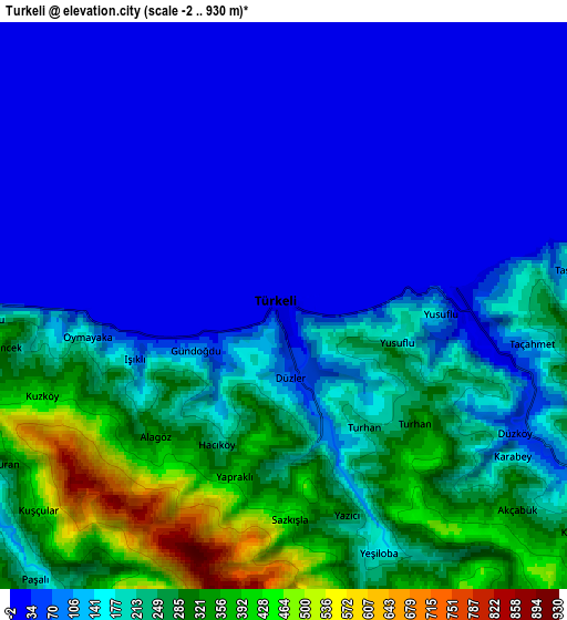 Zoom OUT 2x Türkeli, Turkey elevation map