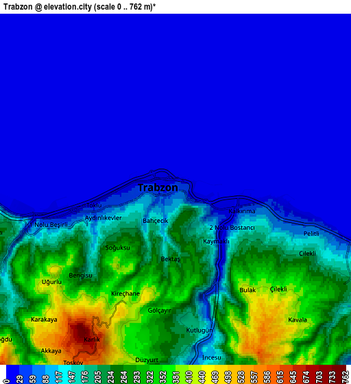 Zoom OUT 2x Trabzon, Turkey elevation map