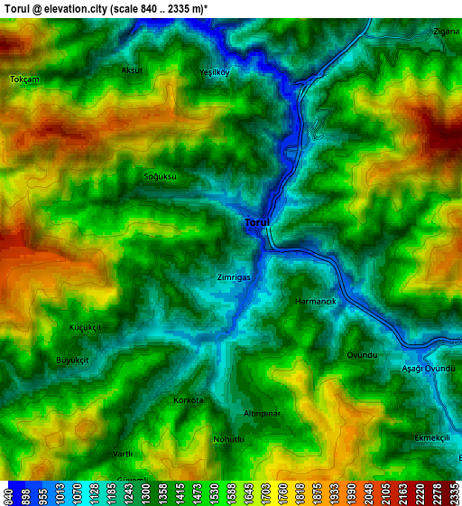 Zoom OUT 2x Torul, Turkey elevation map