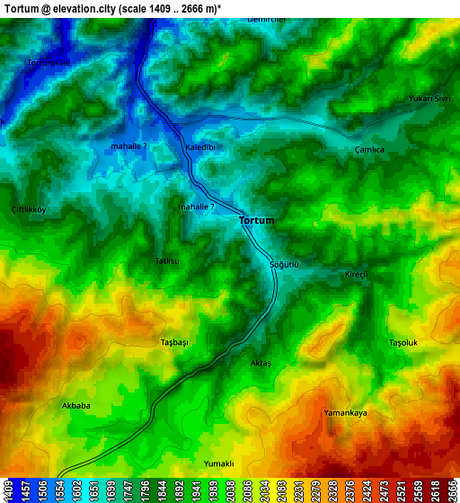 Zoom OUT 2x Tortum, Turkey elevation map