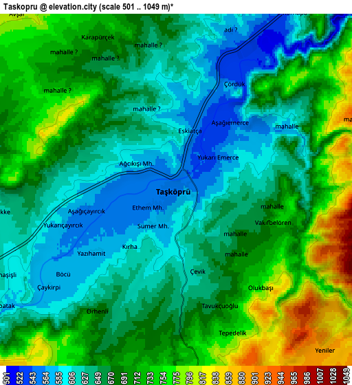 Zoom OUT 2x Taşköprü, Turkey elevation map