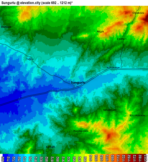 Zoom OUT 2x Sungurlu, Turkey elevation map