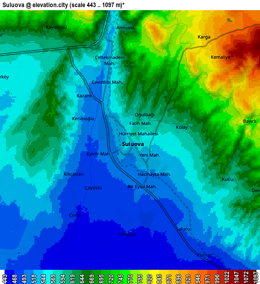 Zoom OUT 2x Suluova, Turkey elevation map