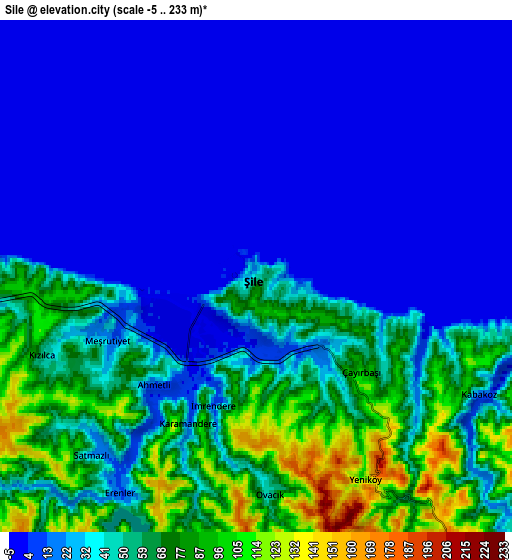 Zoom OUT 2x Şile, Turkey elevation map