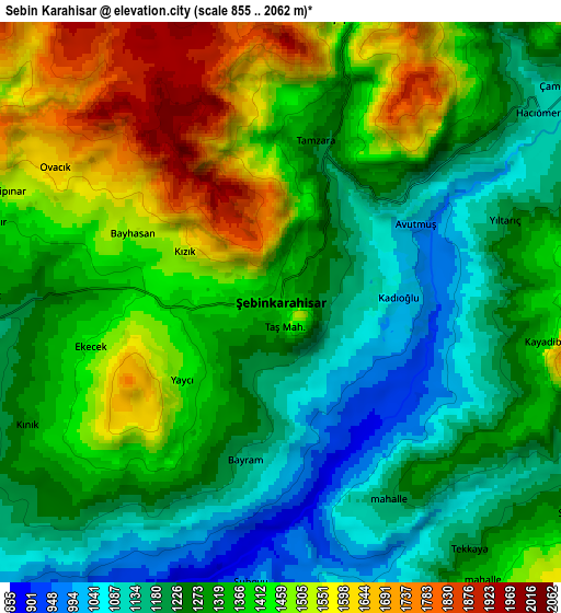 Zoom OUT 2x Şebin Karahisar, Turkey elevation map